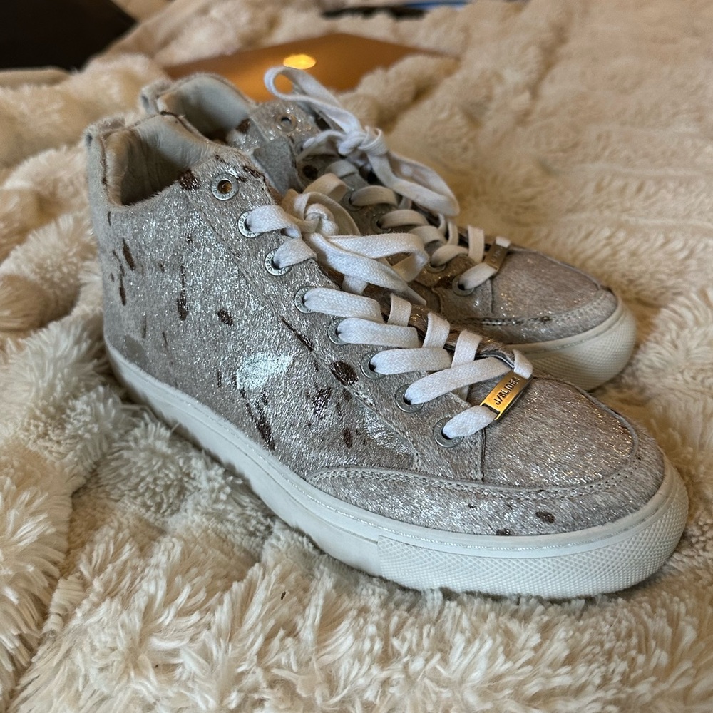 J Slides Ludlow Metallic Hightop Sneakers | Color: Cream/White | Size: 7